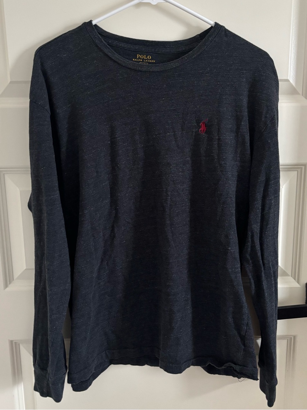Polo by Ralph Lauren Charcoal Long-Sleeve Crewneck with Red Pony